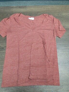 Forever 21 Short Sleeve V-Neck Tee Womens Medium Red Heather